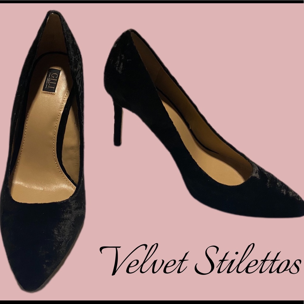 G.I.l.I. Black Velvet Stilettos